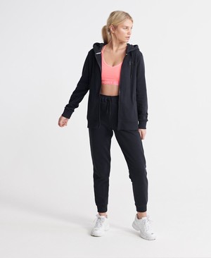 Superdry Core Sport Cipzár Női Kapucnis Pulóver Fekete | WTQOX8260